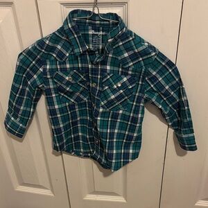 Wrangler Teal and Blue Plaid Shirt